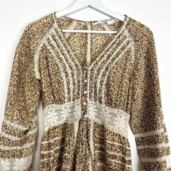 VERONICA BEARD Addilyn Floral Dress in Stone Multi Size 4 - Picture 7 of 16